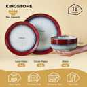 KINGSTONE Dinnerware Set for 6, Red Reactive Glaze Plates and Bowls Sets
