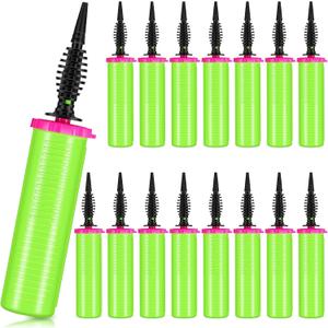 16 Pcs Handheld Balloon Air Pump Inflator Air Pump for Balloons, 2 Way Dual Action Manual Balloon Inflator for Birthday Party Decoration Exercise Yoga Balls Pool Floats, 12 Inch (Green and Pink)