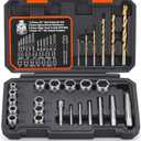 REXBETI 26-Piece Bolt Extractor Screw Extractor Set and Cobalt Drill Bit Set, Case with 13-Piece Bolt Extractor, 6-Piece HSS Drill Bit, 6-Piece Spiral Screw Extractor and 1-Piece Socket Adapter