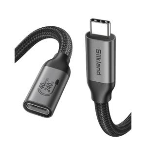 Silkland USB C Extension Cable 40Gbps, [240W Charging/8K/4K@240Hz] USB C Extender 5ft, Braided USB4 Extension Male to Female for Thunderbolt 4/USBC Hub/iPhone16/MacBook/iPad/Pixel/Dell XPS