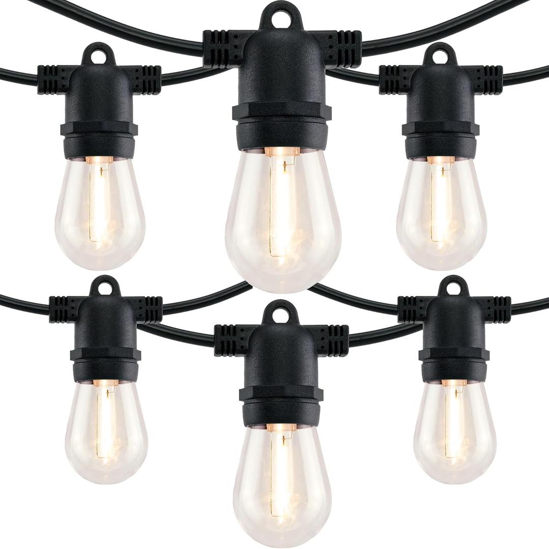 YULETIME 35 Feet 18 Sockets Patio String Lights with LED Bulbs, Weatherproof Backyard Light Bistro Lights (15 Lights - 2 Sets)