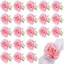 Yunsailing 24 Pcs Flower Napkin Rings Peony Floral Handmade Napkin Holder Rings Handicraft Holder for Table Decorations Wedding Holiday Banquet Luncheons Birthday Party Picnics Supplies(Pink)