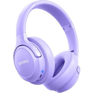 BERIBES Bluetooth Headphones Over Ear, 65H Playtime and 6 EQ Music Modes Wireless Headphones with Microphone, HiFi Stereo Foldable Lightweight Headsets, Deep Bass for Home Office Cellphone PC Ect. (Purple)