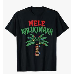 Mele Kalikimaka Palm Tree Shirt Hawaiian Christmas in July T-Shirt L