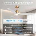 52 Inch White Gold Ceiling Fan with Light and Remote, Indoor Modern Ceiling Fan for Bedroom Living Room, High CFM Quiet DC Motor