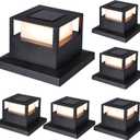 MAGGIFT 6 Pack Solar Post Lights, 20 Lumen Outdoor Warm White High Brightness SMD LED Lighting Solar Powered Cap Light, Fits 4x4, 5x5 or 6x6 Wooden Posts, Waterproof for Yard Fence Deck or Patio
