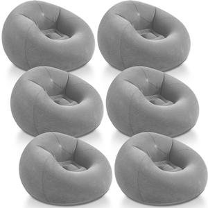 Realspring Inflatable Bean Bag Chairs Outdoor Blow up Camping Chairs Inflatable Lazy Sofa Folding Portable Bean Bag Loungers Couch for Movie Night (Dark Gray,6 Pcs)