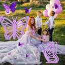 Yousoontic 2 Pcs Large Wood Butterfly Prop 20 Inch and 17.5 Inch Butterfly Standing Wings Cutout Backdrop Decoration for Birthday Baby Shower Wedding Party (Purple)