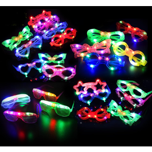 21 Pcs LED Glasses 7 shapes 6 LED Glow In The Dark Party Supplies Favor for Kids Adults shutter heart round star butterfly Glow Sticks Light Up Glasses fit Birthday Halloween Christmas Valentine's Day
