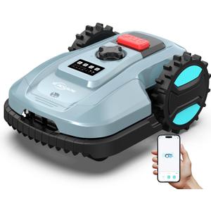 Robotic Lawn Mower, Smart Robot Lawnmower with Obstacle Avoidance, Scheduled Cutting, Self-Charging, Height Adjustment, Ideal for Small to Medium Lawns (Up to 4300 sq.ft) (Gray)