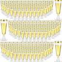 Gerrii 300 Pcs Plastic Champagne Flutes Bulk, 4.5 oz Clear Disposable Champagne Flutes, Rimmed Toasting Glasses for Wedding Birthday Anniversary Celebration Party Wine, (Gold Rim)