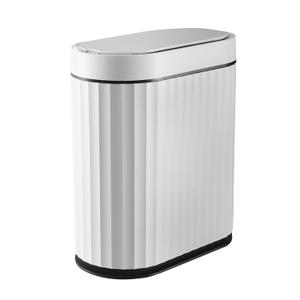 ELPHECO Bathroom Trash Can with Lid 2 Gallon Small Sensor Garbage Can, Slim Smart Trash Bin, Waterproof Automatic Wastebasket, Narrow Plastic Garbage Bin for Bathroom, Kitchen, Office, Black White