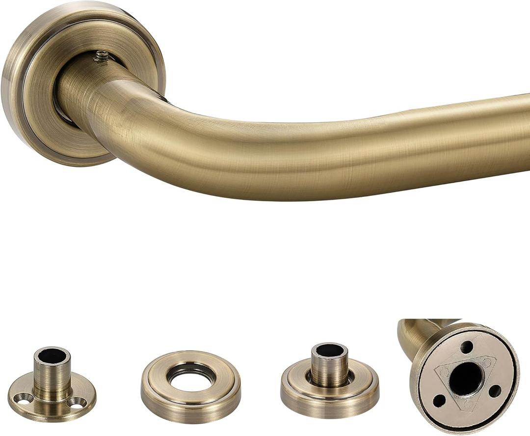 Mayrhyme Antique Bronze Wrap Around Curtain Rods,1 Inch Diameter Curtain Rod for Windows 28 to 150 Inch, Adjustable Drapery Rod with Zinc Alloy Doubledeck Finials and Aluminum Center Brackets