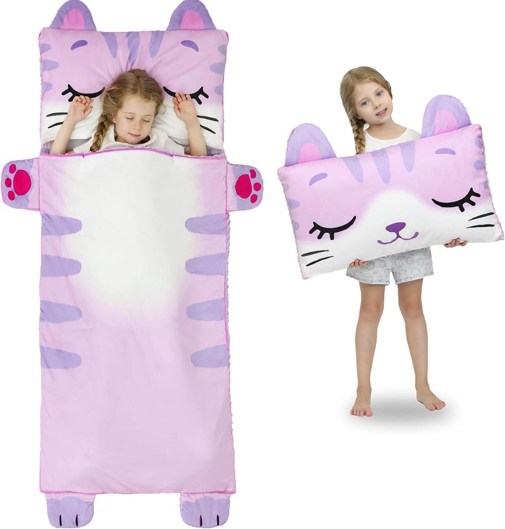 Wizland Sleeping Bag for Kid-Thick Cut Flannel School Mat for Boys and Girls Kindergarten Portable Nap Mats Super Soft, Warm, Cozy, 5.5 Pounds Thickened, 61.8"28.3" Kid Gift for 3 4 5 6 7 8 9