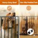 BFNN Metal Free Standing Dog Gate, 80" Extra Wide Foldable Pet Gate with Walk-Thru Door, Double-Locking Puppy Fence for Doorways, Stairs, Hallways, No Drill Heavy Duty Barrier for Dogs