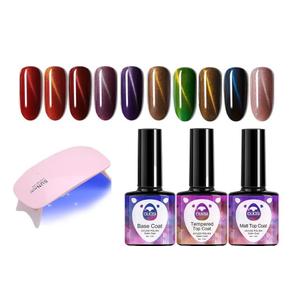 OUL'ISI 14pcs Gel Nail Polish Kit, Popular Bright Nail Art Solid Sparkle Glitters Colors Manicure with UV LED Nail Lamp, Base Coat Top Coat and Matte Coat Home DIY Nail Art Design (Realistic)