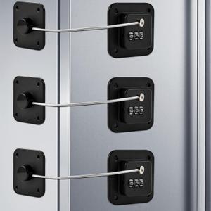 3 Pack Fridge Lock for Kids, Traceless Refrigerator Lock for Adults, Child Proof Cabinet Locks Baby Proofing, Drawer Freezer Locks for Fridge Refrigerator (Black)