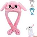 3 x Bunny Hat, Ear Moving Jumping Funny Plush Cap for Cosplay Dress Up Party Holiday, Easter Rabbit Ear Flap Cap