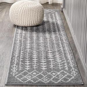 JONATHAN Y Ziri Moroccan Geometric Gray/Cream Runner Rug, 2x8, Bohemian, Scandinavian, Easy-Cleaning for Living Room, Bedroom, Kitchen, Pet Friendly, Non-Shedding (MOH210B-28)