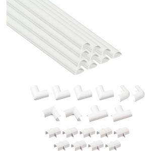 D-Line Half Round Cord Hider, Patented Cable Cover, Hide TV Wall Mount Wires, Raceway for Cords, Decorative Wire Covers, Paintable, Adhesive Cable Concealer, 10x 0.78in W x 0.39in H x 15.7in L, White