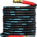 4800 PSI Pressure Washer Hose 50FT, 3/8'' Steel Wire Braided Kink Resistant Power Washing Extension Hose for Cold & Hot Water Max 248F, Qucik Connect Ends, Black and Blue
