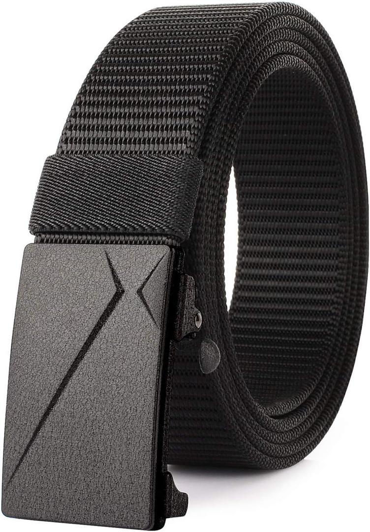 Big and Tall Size 47'' to 75'' Mens Black Belt Automatic Ratchet Buckle Slide Belts (51'' (waist 42-44), Black -Inside Ends)