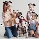 Dog Costume Set Ears and Tail Set Dog Headband Nose Leather Necklace Set Halloween Christmas Party Cosplay Costume