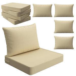 THMINS Beige Outdoor Patio Cushion Set of 4, 24x24 Inch Deep Seat and Back Cushions, Waterproof & Fade-Resistant, Removable Covers.