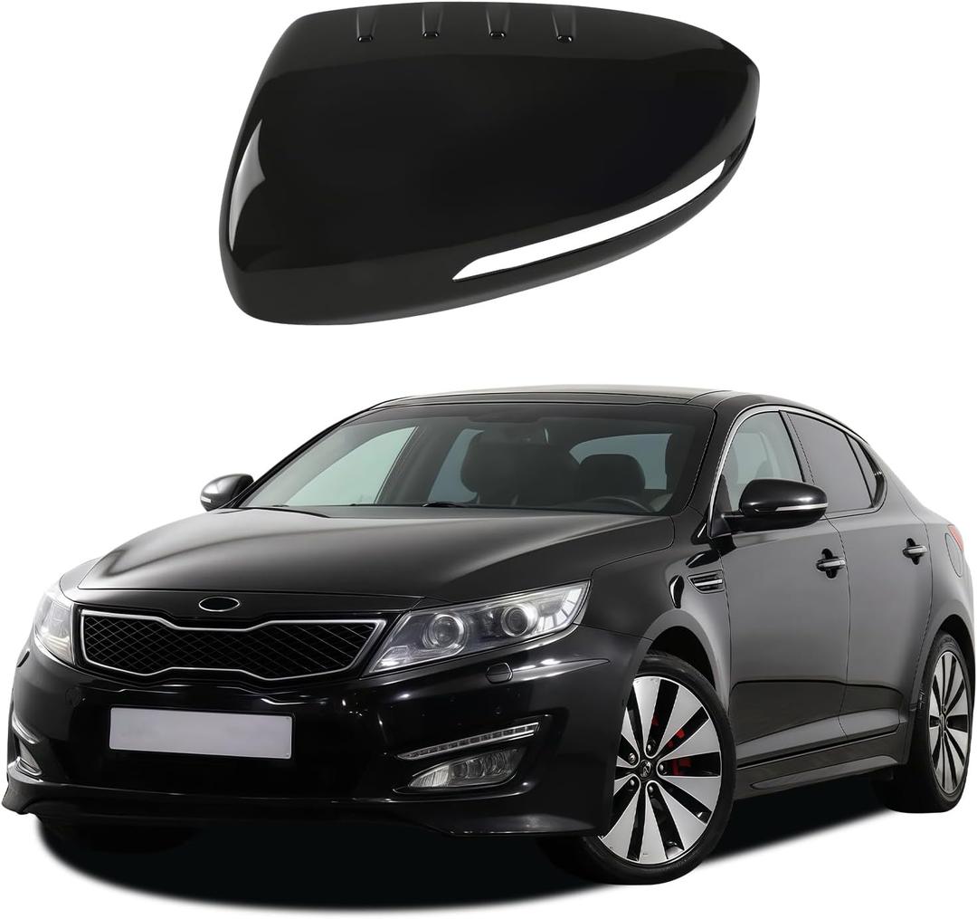 Glossy Black Side Mirror Cover Caps Replacement for 2011-2015 Kia Optima K5, Directly Replace Style, Not Sticker Style
