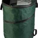 Wakeman Outdoor Trash Can - 46-Gallon Collapsible Garbage Can with 3 Stakes - Pop Up Trash Bin for Camping, Storage, or Yard Waste Outdoors (Green)