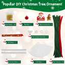 3 x Pipe Cleaners Christmas Tree Ornaments Kit, Pipe Cleaner Craft Set for Holiday Family Activity, Handmade Christmas Hanging Decorations for Car, Wall, Mantels, Bedroom, Classroom, Office (Dark Green)