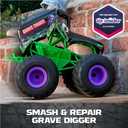 Monster Jam, Official Smash & Bash Grave Digger Remote Control Indoor & Outdoor Vehicle, 1:15 Scale Repairable Monster Truck, Kids Toys for Boy and Girls Ages 4 and up, One Size