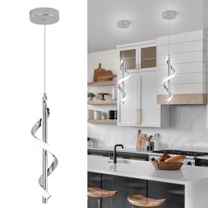 Modern Led Pendant Light Fixture, 5500K Cool White Spiral Integrated LED Hanging Lamp, Adjustable Height Island Light Fixture for Kitchen Sink Living Room Dining Room Bedroom,1 Pack