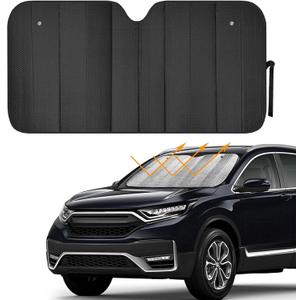 Windshield Sunshade - Foldable Reflective Sun Visor for Car - Protects Vehicle from Sun Heat and UV Rays, Keeps Interior Cool - Best Blocks Visor Protector (Black)