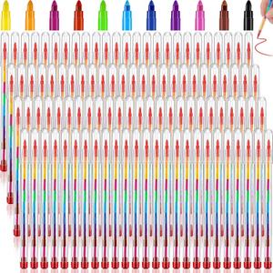Teling 100 Pieces Colorful Stackable Buildable Crayons 11 Interchangeable Colors Pencils Party Favors DIY Mini Rainbow Crayons Pens Bulk for Painting Party Office Supplies