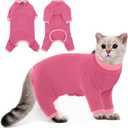 PUMYPOREITY Cat Hair Sticky Shirt  Breathable & Lightweight, Reduces Shedding Fur Pajamas, Prevents Licking Wounds After Surgery, Pink, L