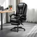 Office Chair 500LBS, PU Leather Computer Chair with Footrest, Executive Office Chair with Leg Rest and Lumbar Support, Black Office Chair