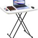 Bblife Plastic White Folding Tray Table, Heavy Duty Utility Table, 30 L x 19.5 W with 7.5"-29" Adjust Height, Portable Desk for Camping, Playing Cards, Crafting by Home and Picnic of Outdoor