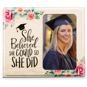 SICOHOME Inspirational Graduation Picture Frame - for Her 2025 Graduation Picture Frame Wooden Photo Frame for Her High School College Personalised Gifts for Her Him Seniors Personalised Gifts (Graduation-She did) SICOHOME Inspirational Graduation Picture Frame - for Her 2025 Graduation Picture Frame Wooden Photo Frame for Her High School College Personalised Gifts for Her Him Seniors Personalised Gifts (Graduation-She did)
