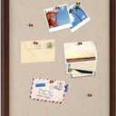 Vintage Arch Scalloped Rectangle Framed Pin Board Linen Display Bulletin Board Large Fabric Picture Memo Decorative Pinboard for Xmas Gift Wall Office(Rectangle,20'' X 30'',Dark Brown)