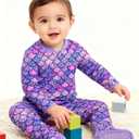 uideazone Baby Girls Footed Pajamas Zip-Front One-Piece Sleeper Non-Slip Footie Cute Pattern Jumpsuit PJs 0-12 Month (3-6 Months, Mermaid Purple)