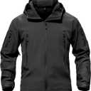 TACVASEN Men's Special Ops Military Tactical Rain Jackets Winter Warm Fleece Softshell Hooded Raincoat Snowboard (Medium, Black)