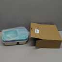 Bento Box Adult Lunch Box - 3 Pack,3-Compartment Leak-Proof Bento Boxes Ideal Portion Sizes for Kids , Reusable Food Storage Snack Containers,Microwave and Dishwasher Safe & Food-Safe Materials (blue)