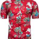 TUNEVUSE Mens Christmas Shirt Ugly Santa Claus Party Printed Short Sleeve Funny Casual Hawaiian Xmas Shirts Top (Red, M)