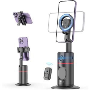 Auto Face Tracking Phone Holder, Magnetic Face Tracking Tripod 360 Rotation with Stand & Remote, Face Body Phone Tracking Tripod, No App, Smart Shooting Camera Mount for Live Video Recording Tiktok