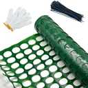 Fafaland Safety Fence Garden Netting Roll 4 X 100 Feet with Zip Ties, Temporary Reusable Plastic Mesh Fencing Netting for Snow Fence, Animal Barrier, etc. (4' X 50‘ SW, Green)