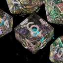 FugaCity Dice Set,Handmade Sharp Edge 7 Piece Resin Dice-Dungeon&Dragons Polyhedral Dice Set, D&D Dice Set with Gift Dice Case for RPG MTG Table Games (A-mini Planet)