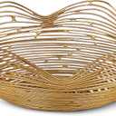Mela Artisans Metal Bowl, Gold, Large, 12 x 4.5 x 6, Ruffle Decorative Style Bowls for Fruits & More, Kitchen Counter w/Round Underneath, Handmade, Sustainable, Elegant, Modern