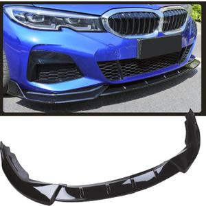 MUCO 3pcs Front Bumper Lip Spoiler Kit Compatible with BMW G20 330 3 Series M Sport 2018 2019 2020 2021 2022 2023 Gloss Black M-Performance Front Bumper Lip Spoiler Lip Lower Bumper Body