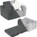 Toddler Couch, 2-in-1 Kids Soft Couch Fold Out with Star Pillow, Foldable Sofa to Lounger, 1-Seat, Glow in The Dark (Medium)